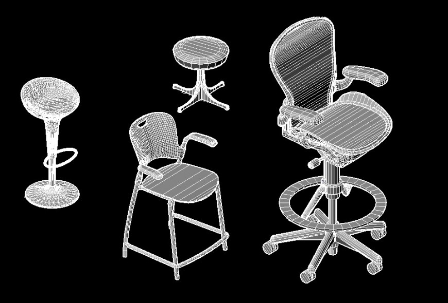 3D Chair CAD Interior Blocks Design DWG File
